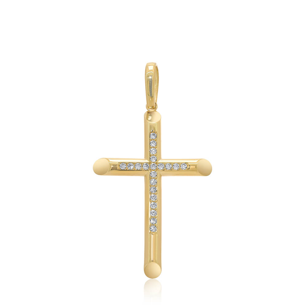 Cross Pendant cz reversible tapered/mesh