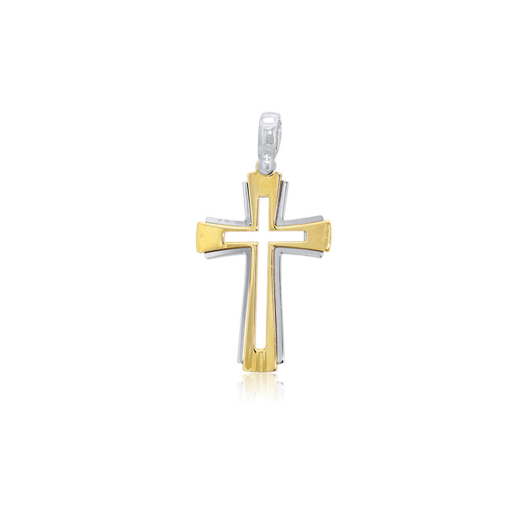 Cross Pendant 2 tone open work