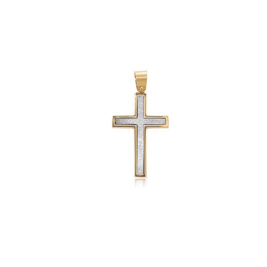 Cross Pendant 2 tone reversible flat