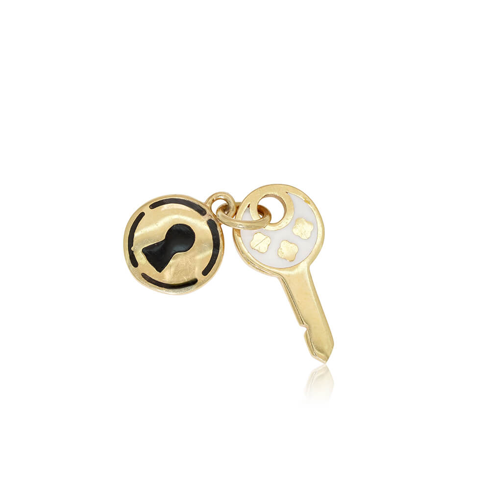 Lock & key enamel charm