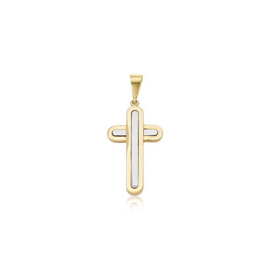 Cross pendant paperclip 2 tone