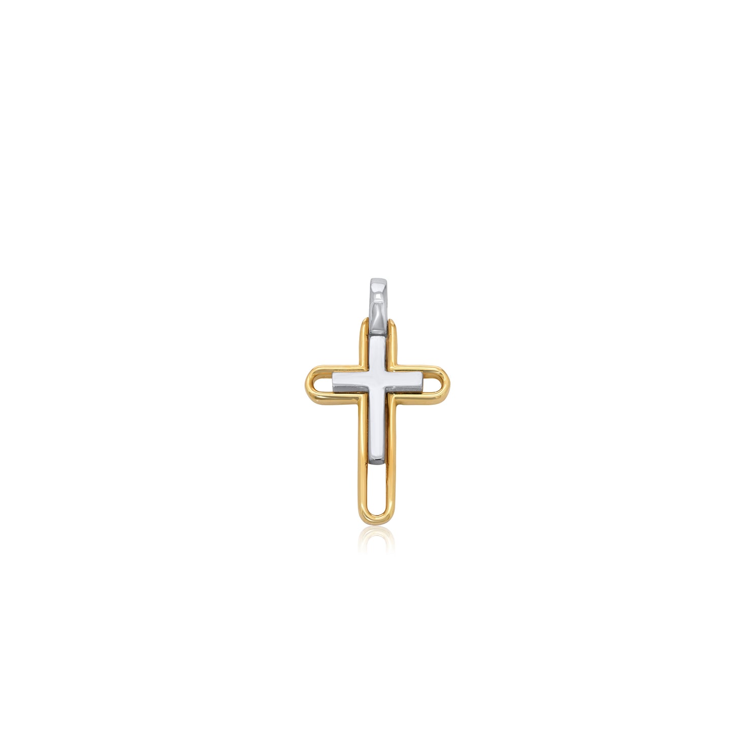 Cross pendant open work 2 tone