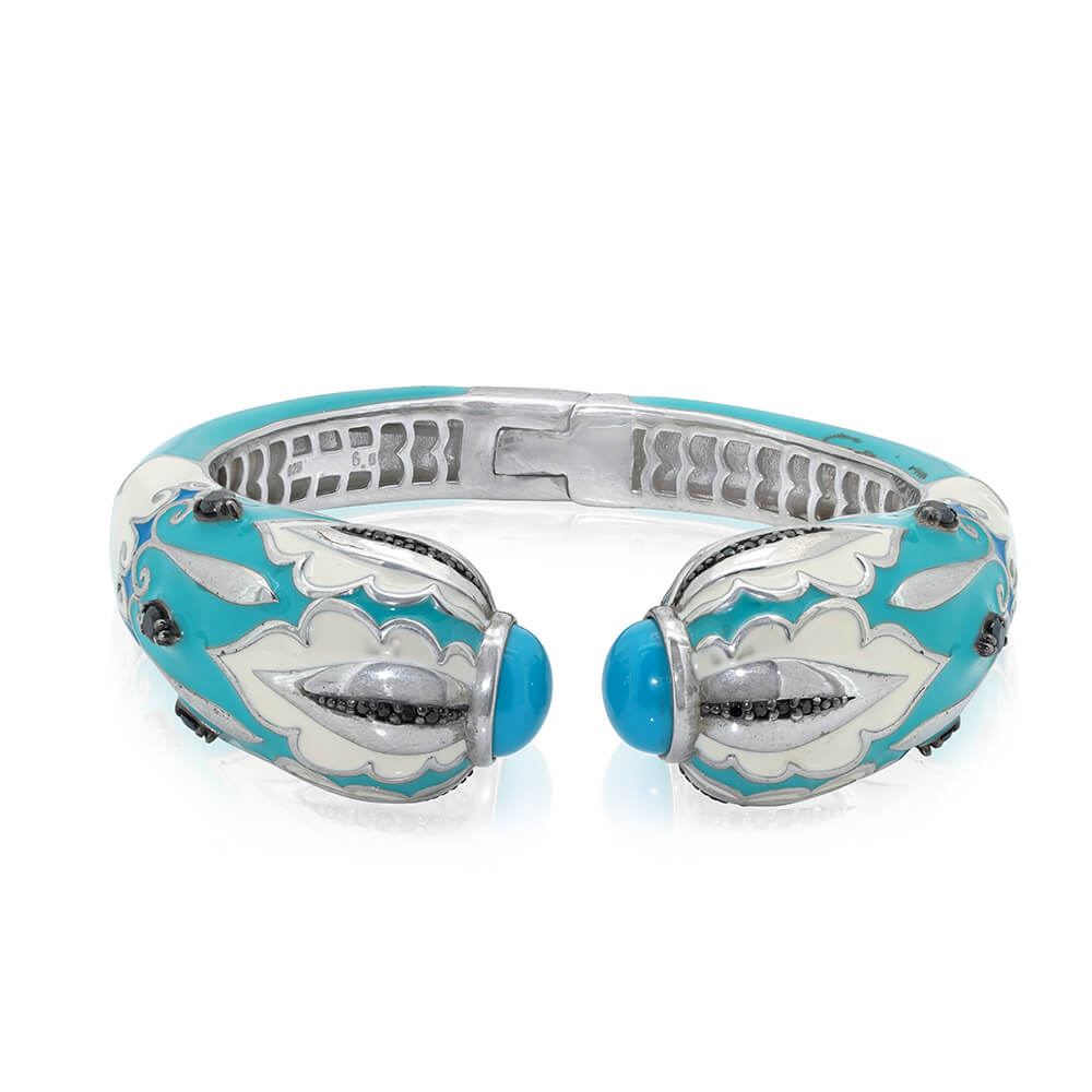 Turquoise enamel bangle + onyx