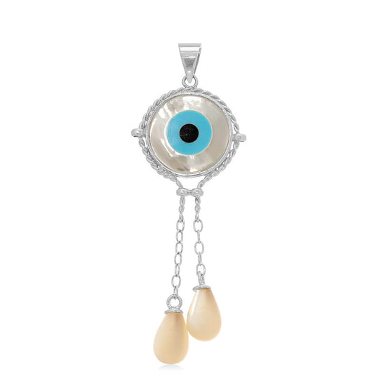 Eye pendant with double mother of pearl drops