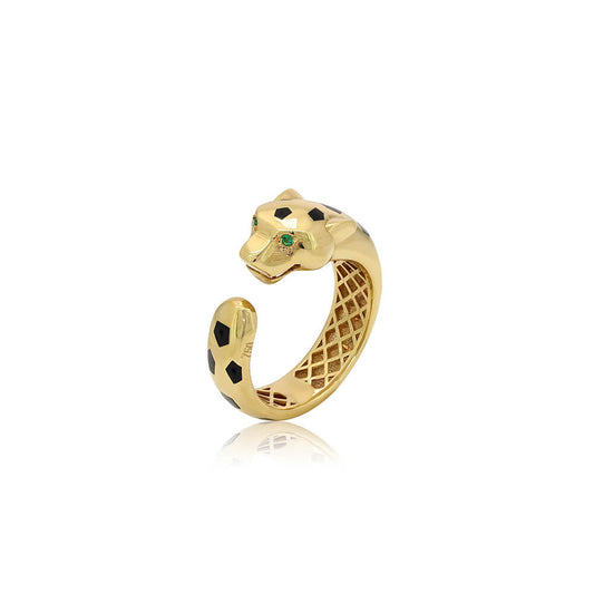 Panther enamel ring