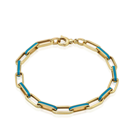 Turquoise enamel paperclip bracelet