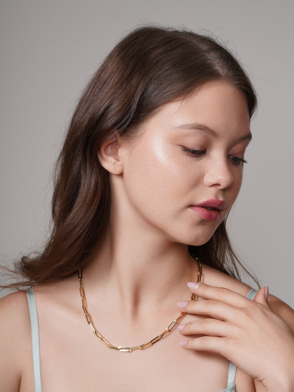 Italian 18k Paper clip chain