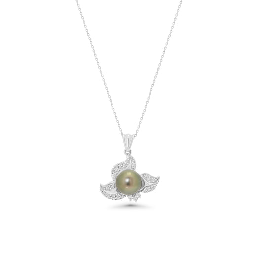 TRILLIUM TAHITIAN PEARL & DIAMOND PENDANT