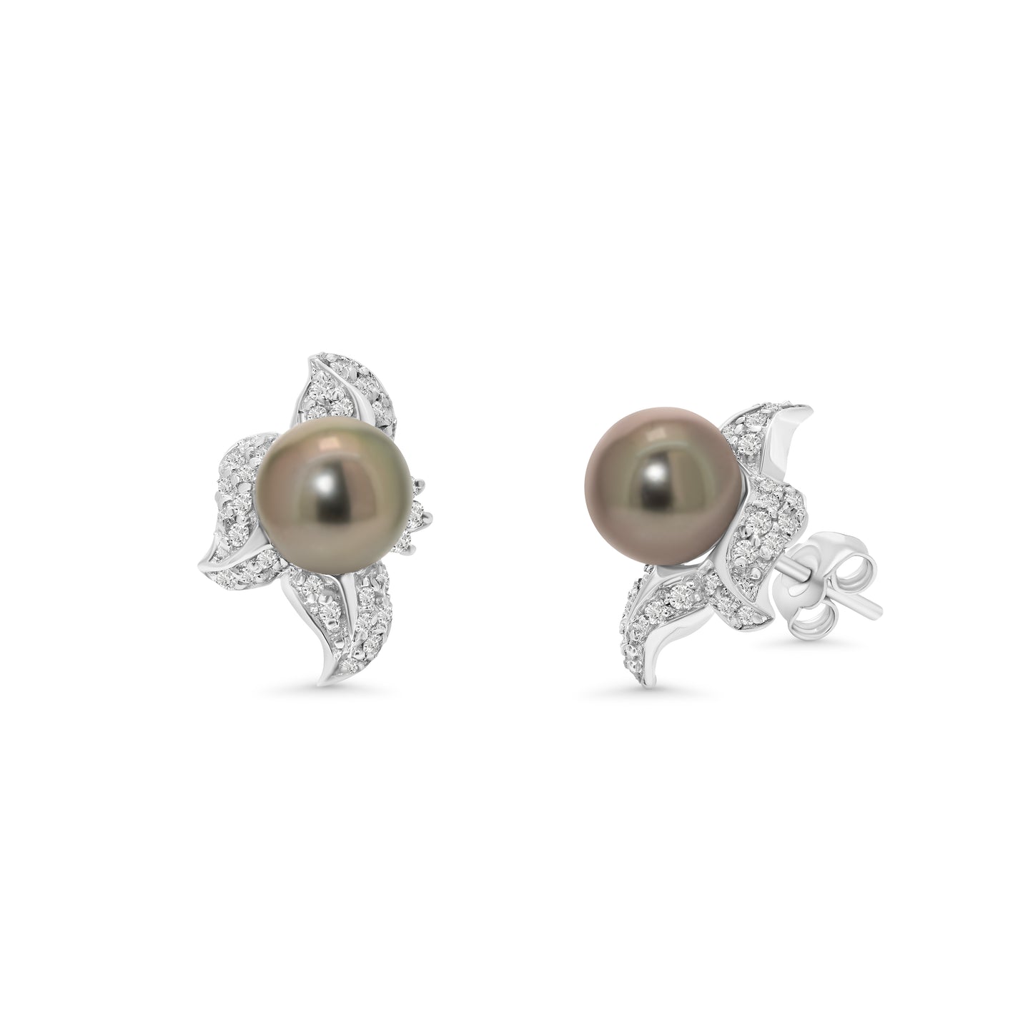 TRILLIUM DIAMOND & TAHITIAN PEARL EARRINGS