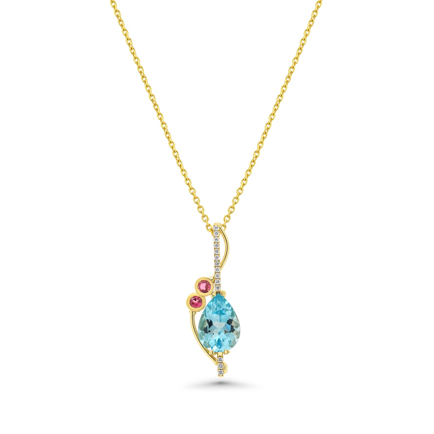 Modern Abstract Multi Colored Gemstone Drop Pendant