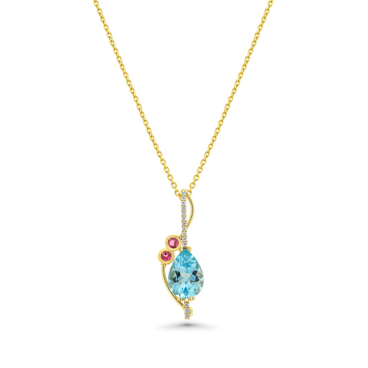 Modern Abstract Multi Colored Gemstone Drop Pendant