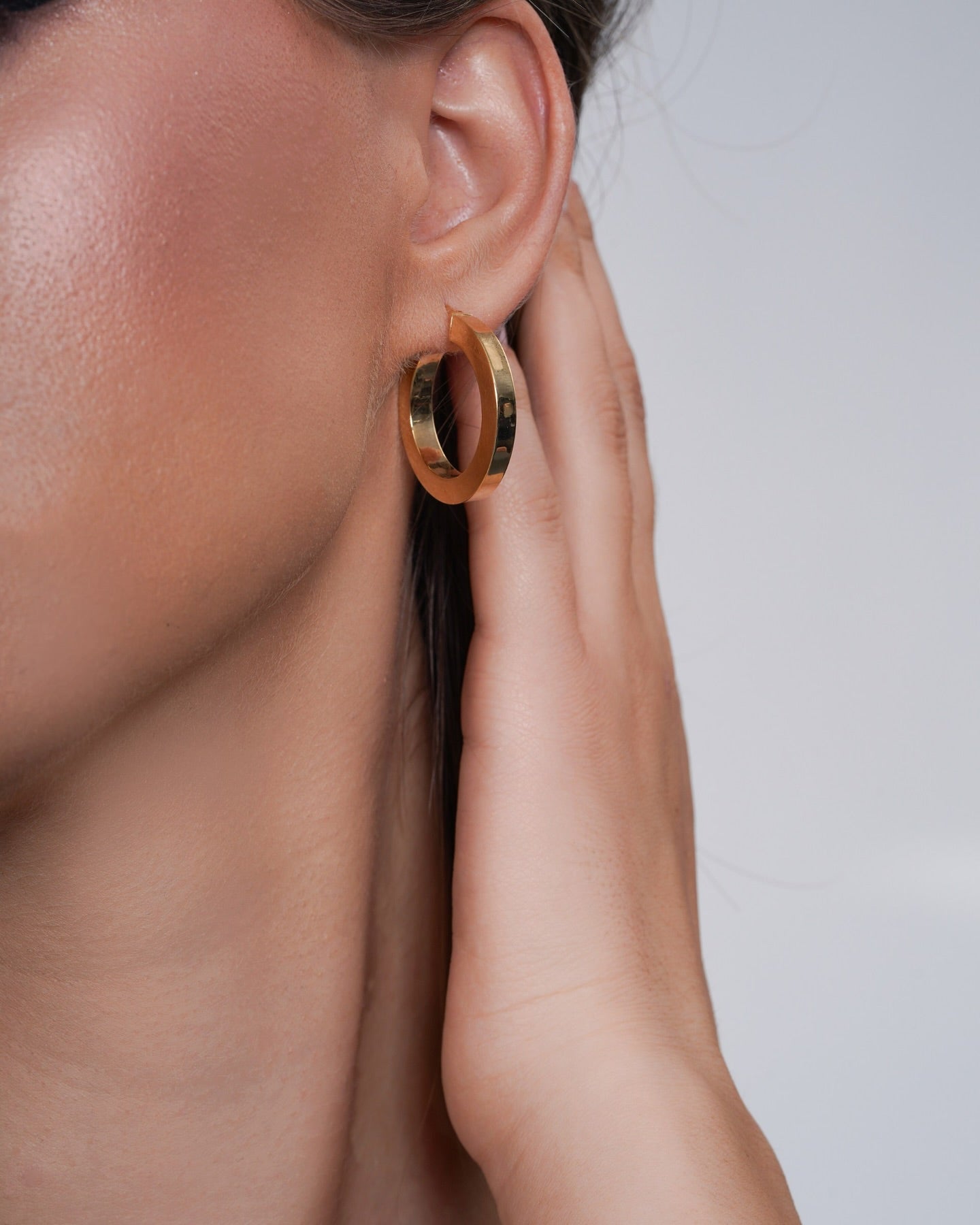 Tube hoop earrings, polished square