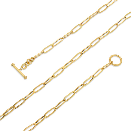Italian 18k Paper clip chain in Toggle Lock