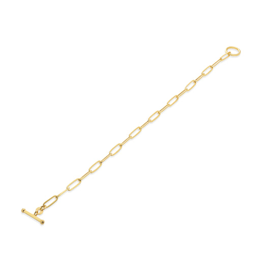 Italian 18k Paper clip bracelet in Toggle Lock
