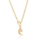 Italian Drop Pearl & Crescent charm necklace