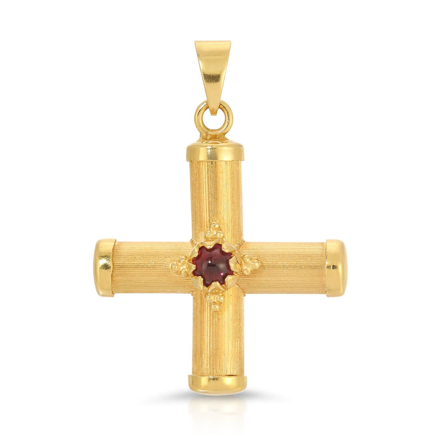 Garnet Cross Pendant satin finish