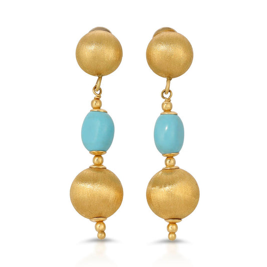 Turquoise & gold bead drop earrings