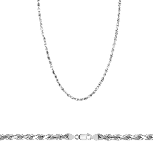 A Stunning Diamond Cut Rope Chain 18k Italian white gold