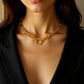 14k Yellow Gold High Polish Elongated Paperclip Chain Circle Necklace