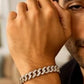 14k Two Tone Gold Curb Chain Bracelet with Diamond Pave Links (9.50 mm)