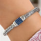 Sterling Silver Weave Motif Bracelet with Blue Sapphire Embellishments (7.00 mm)