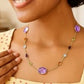 14k Yellow Gold Necklace with Multi-Colored Stones