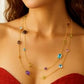 14k Yellow Gold Double Layer Multi Gem Necklace