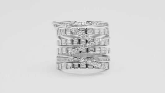 9 Row criss cross diamond ring