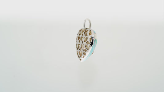 Heart enamel pendant with cz in Italian 925 silver